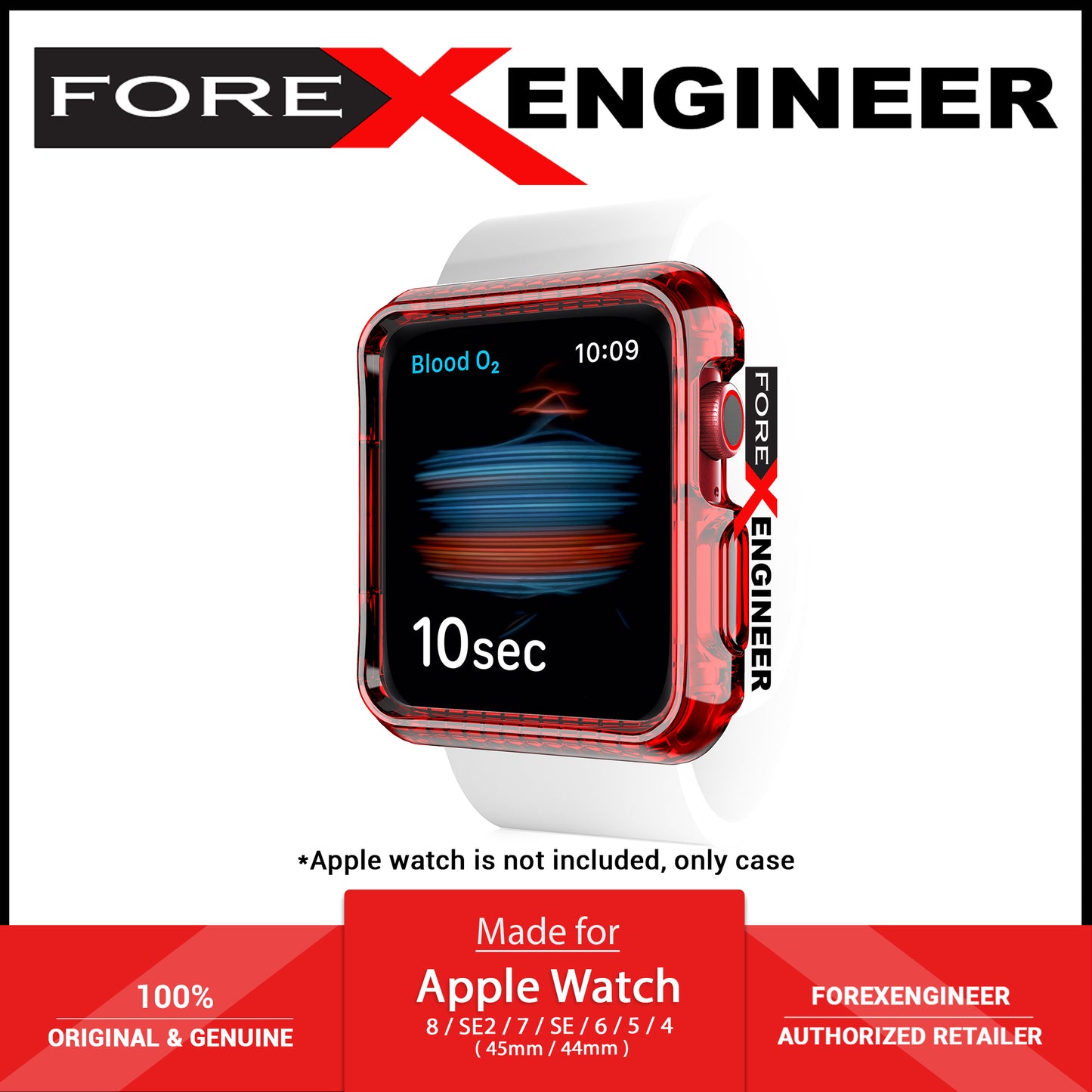 ITSKINS Spectrum Clear Case for Apple Watch ( 45mm - 44mm ) Series 8 - SE2 - 7 - 6 - SE - 5 - 4 - Red (Barcode: 4894465926908 ) - Forexengineer -Malaysia- 4894465926908