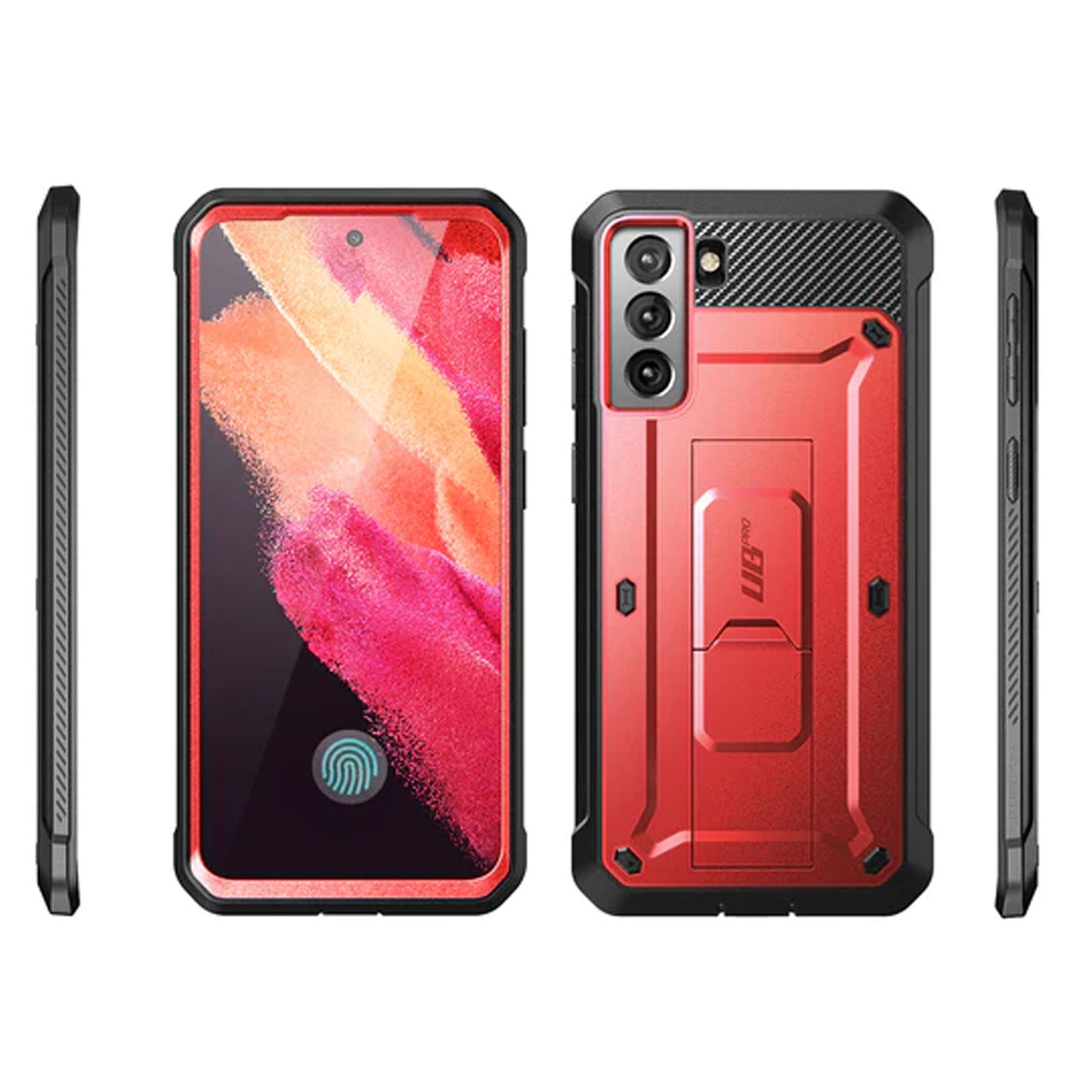 Supcase Unicorn Beetle Pro Rugged Case for Samsung Galaxy S21 FE with Built-in Screen Protector - Metallic Red (Barcode: 843439113381 )