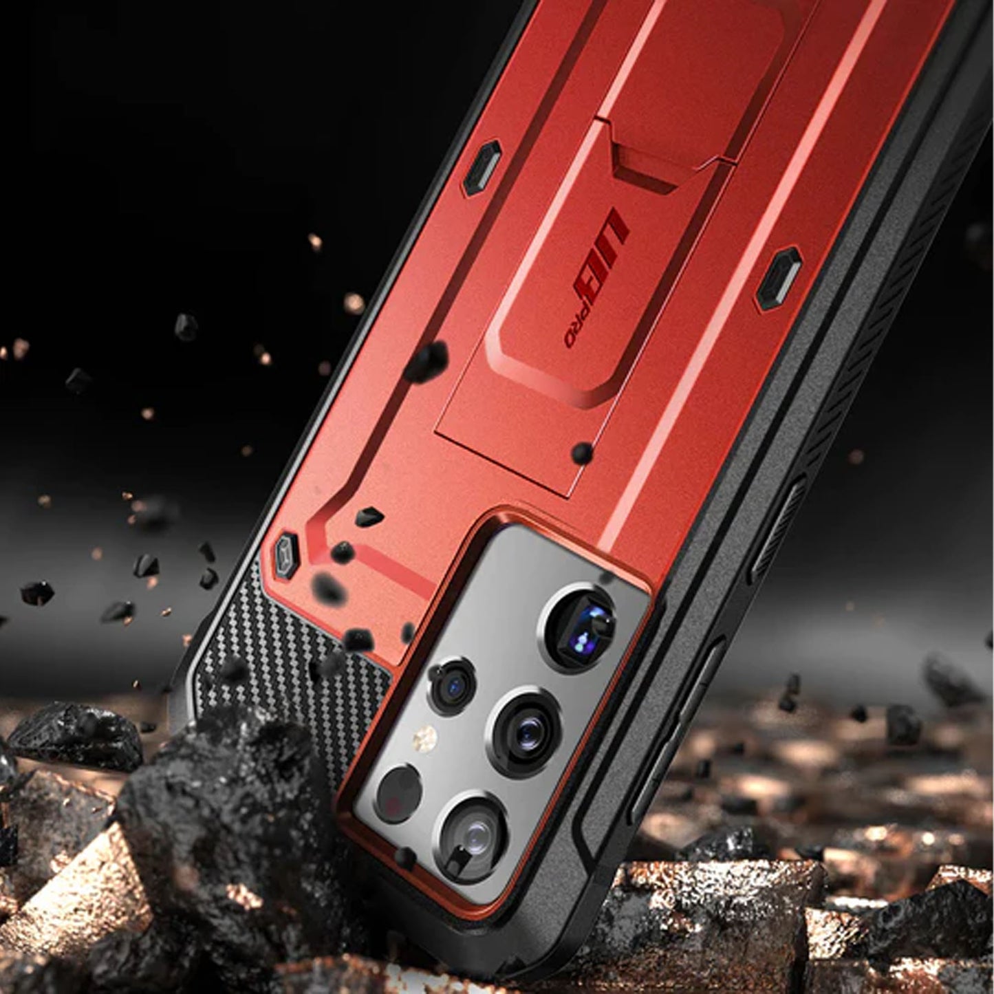 Supcase Unicorn Beetle Pro Rugged Case for Samsung Galaxy S21 FE with Built-in Screen Protector - Metallic Red (Barcode: 843439113381 )