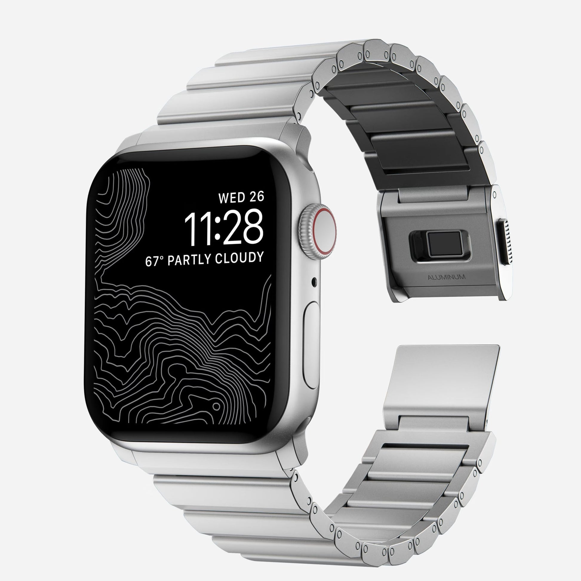 Nomad Aluminium Band for Apple Watch Ultra 49mm - 45mm - 44mm - 42mm - Silver (Barcode: 856500013282 ) - Forexengineer -Malaysia- 856500013282