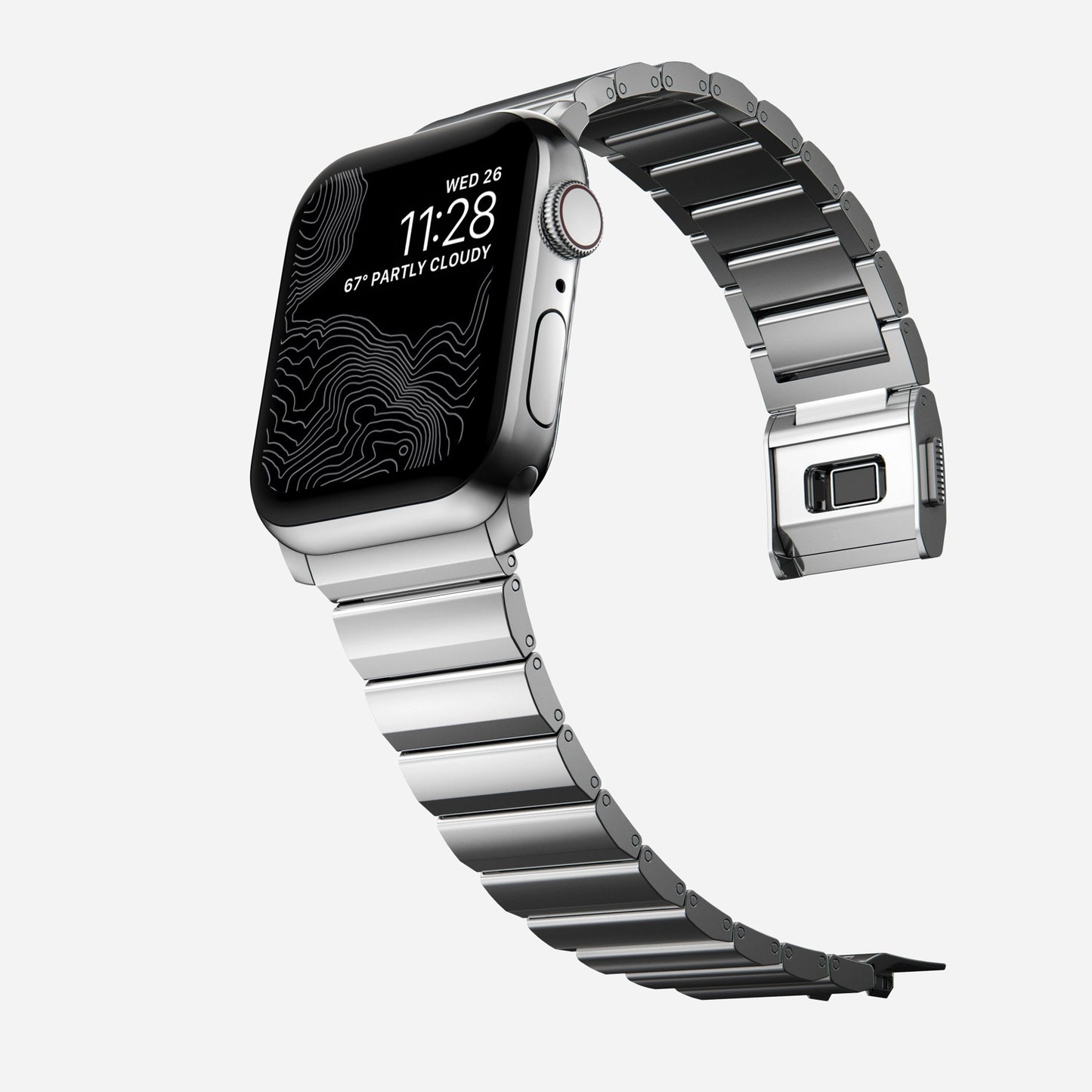 [ONLINE EXCLUSIVE] Nomad Stainless Steel Band (Version 2) for Apple Watch 41 - 40 -  38 mm (Series 8 - SE - 7 - 6 - 5 - 4 - 3 - 2 ) - Silver ( Barcode: 856500011783 )