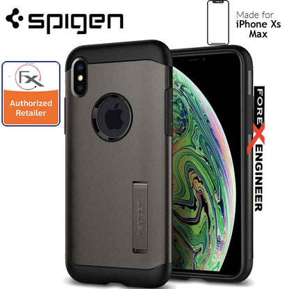 Spigen Slim Armor for iPhone Xs MAX - Military Grade Protection Case with Build-in Kickstand - Gunmetal - Forexengineer-malaysia