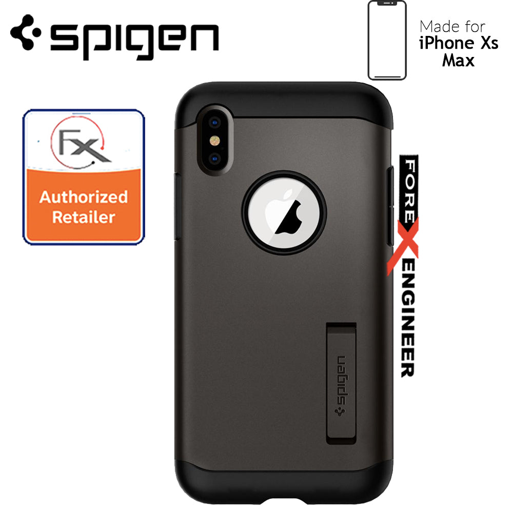 Spigen Slim Armor for iPhone Xs MAX - Military Grade Protection Case with Build-in Kickstand - Gunmetal