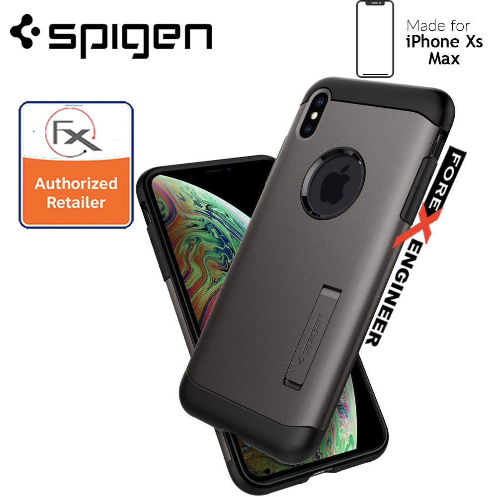 Spigen Slim Armor for iPhone Xs MAX - Military Grade Protection Case with Build-in Kickstand - Gunmetal