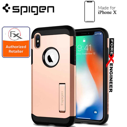 Spigen Tough Armor for iPhone X - Military Grade Protection Case with Build-in Kickstand - Blush Gold - Forexengineer-malaysia