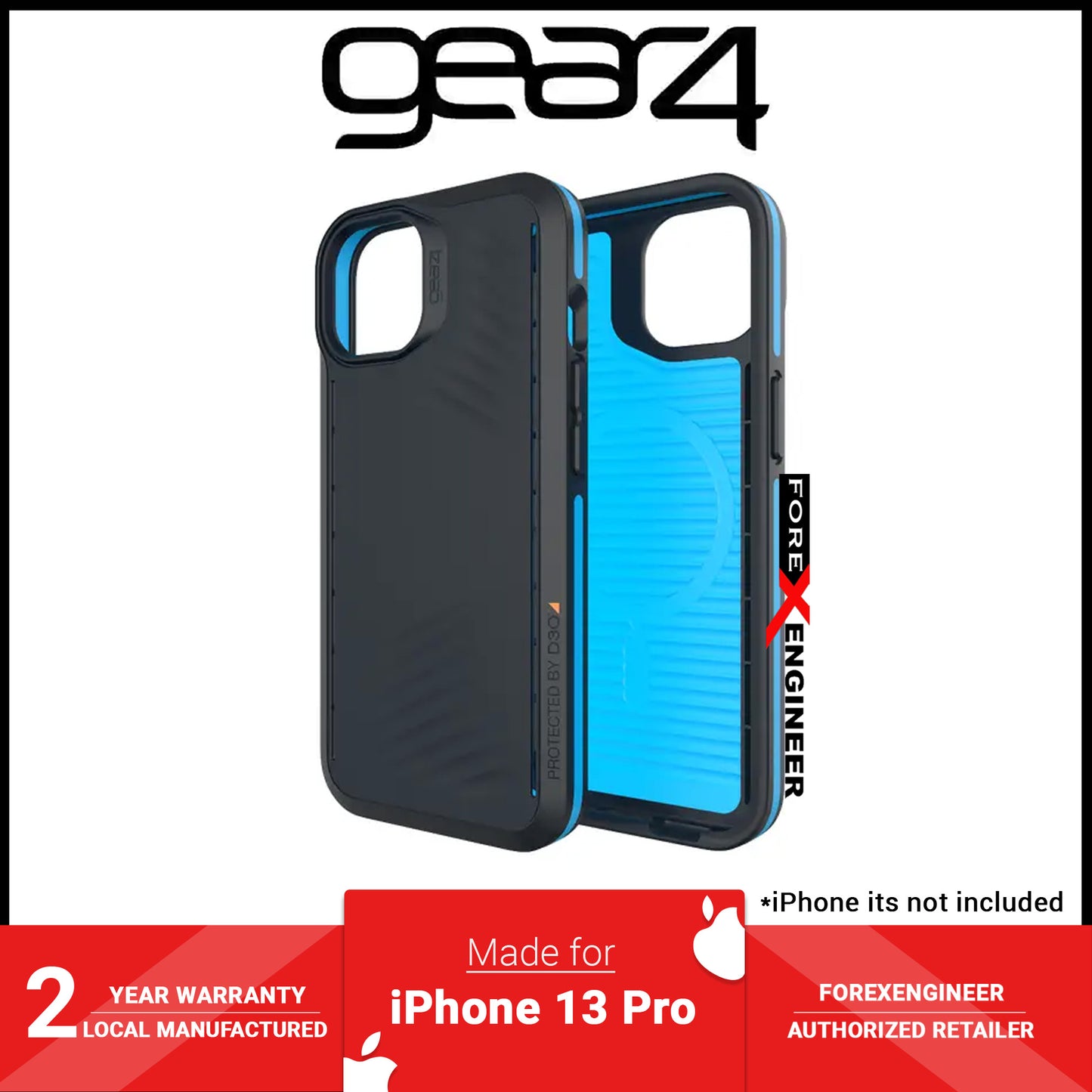 Gear4 Vancouver Snap for iPhone 13 Pro 6.1" - MagSafe Compatible - Black - Blue (Barcode: 840056146785 )