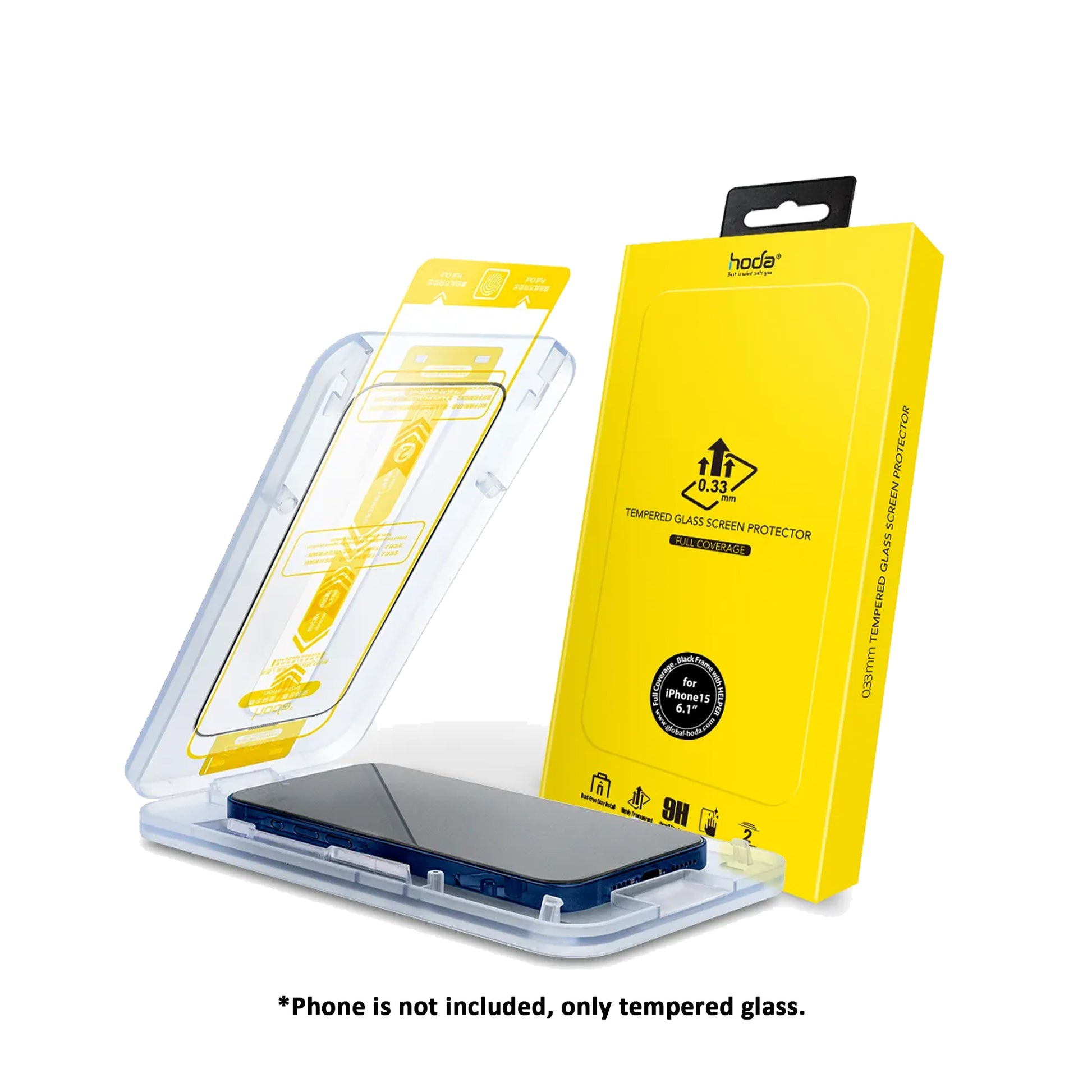 Hoda Tempered Glass Screen Protector for iPhone 15 Series ( Dust Free Helper Included ) 0.33mm Full Coverage - Clear - Forexengineer -Malaysia- 4711441972196-4711441972189-4711441972172-4711441972165