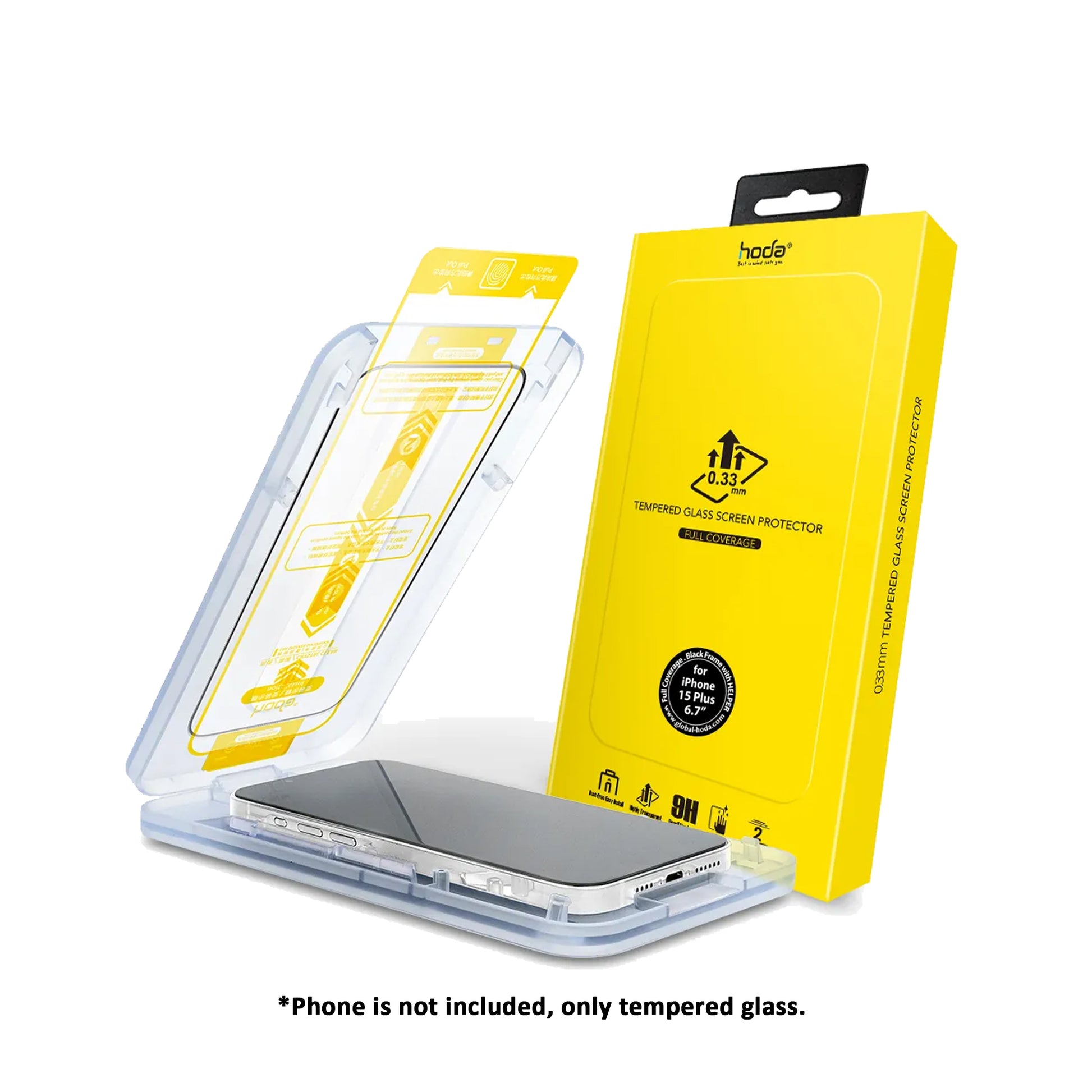 Hoda Tempered Glass Screen Protector for iPhone 15 Series ( Dust Free Helper Included ) 0.33mm Full Coverage - Clear - Forexengineer -Malaysia- 4711441972196-4711441972189-4711441972172-4711441972165